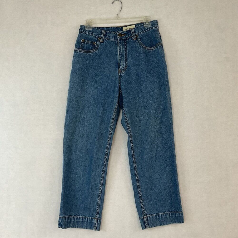 Eddie Bauer Denim Capris Womens 8 Tall Blue Jeans High Waist